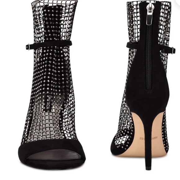 NWT NINE WEST Imery Mesh Peep Toe Booties - Picture 3 of 4